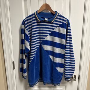 Vtg Jantzen Men’s Sweater Large Collared 1/4 Button Striped Long Sleeve Pullover